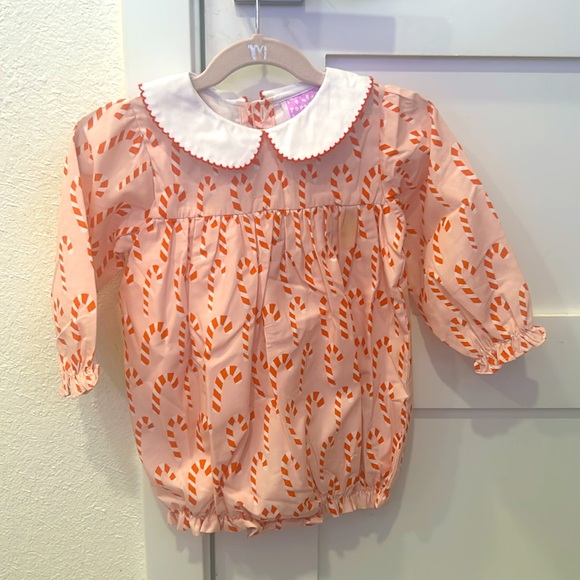 NWOT POPPY KIDS CO SMOCKED CANDY CANE BUBBLE SIZE 2T - Picture 4 of 9